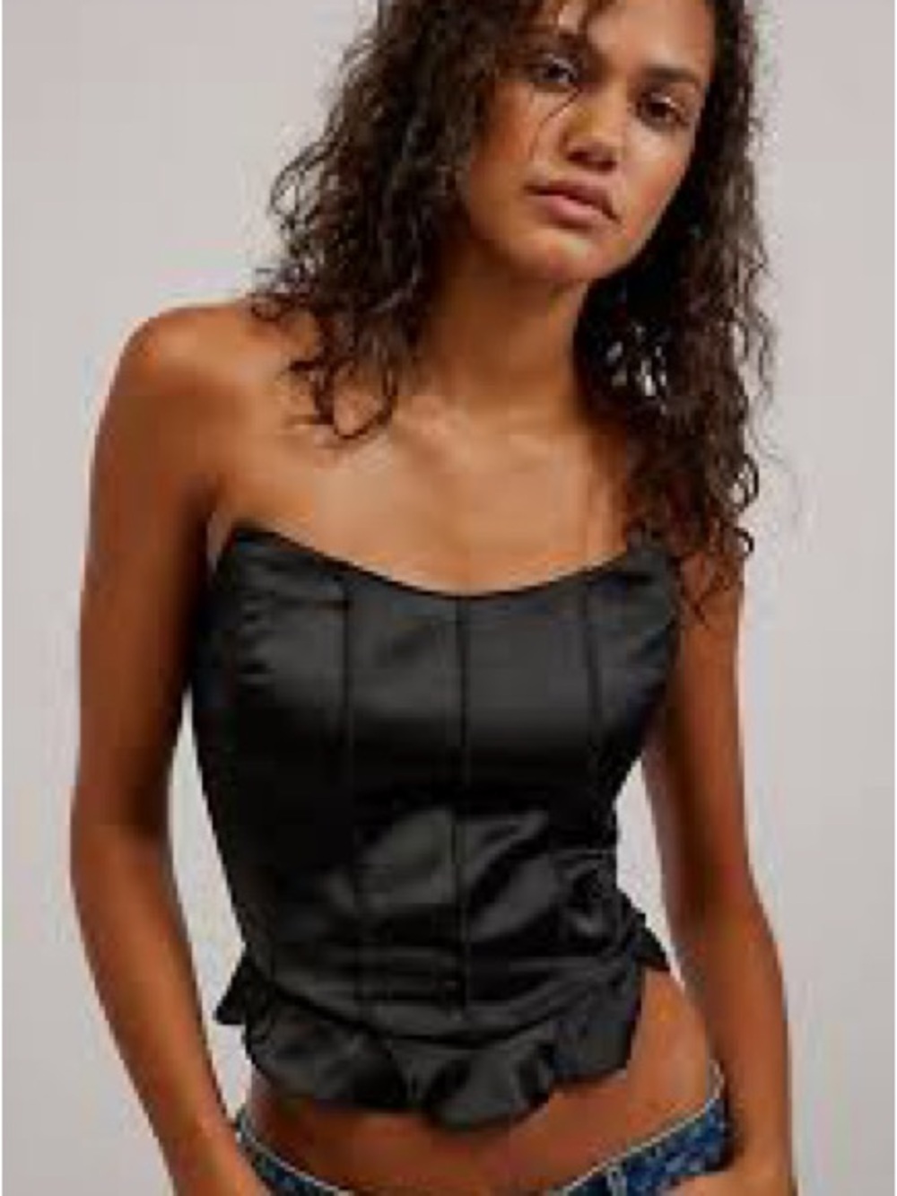 Intimately Free People Silver Siren Ruffle Hem Tube Top